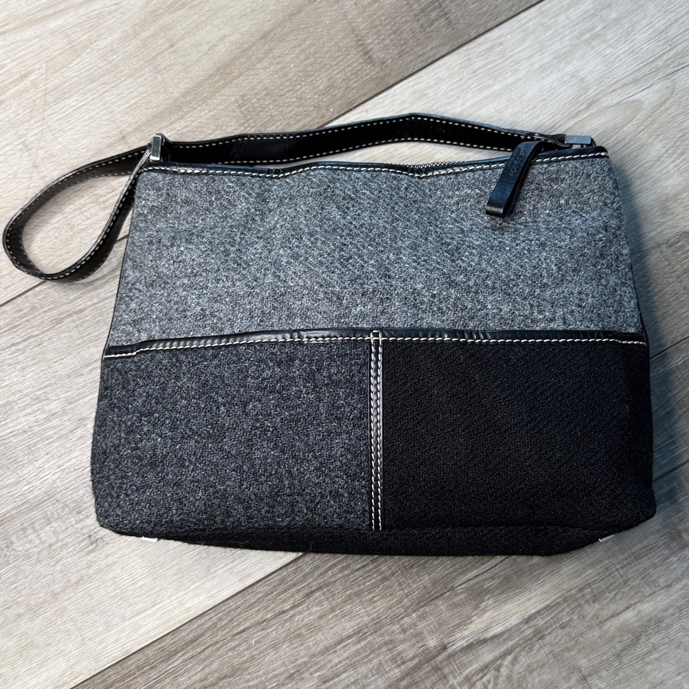 Vintage Kate Spade Black and Gray Wool Patchwork Small Bag - Picture 3 of 15